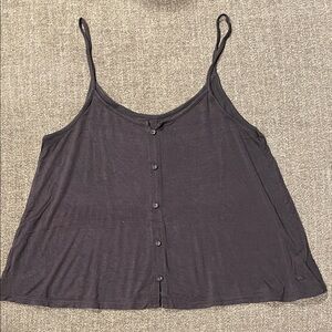American Eagle Outfitters Charcoal Gray Faux Button-Down Tank Top
